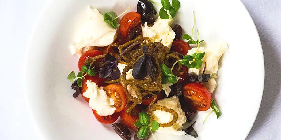 Tomato, mozzarella and olive salad