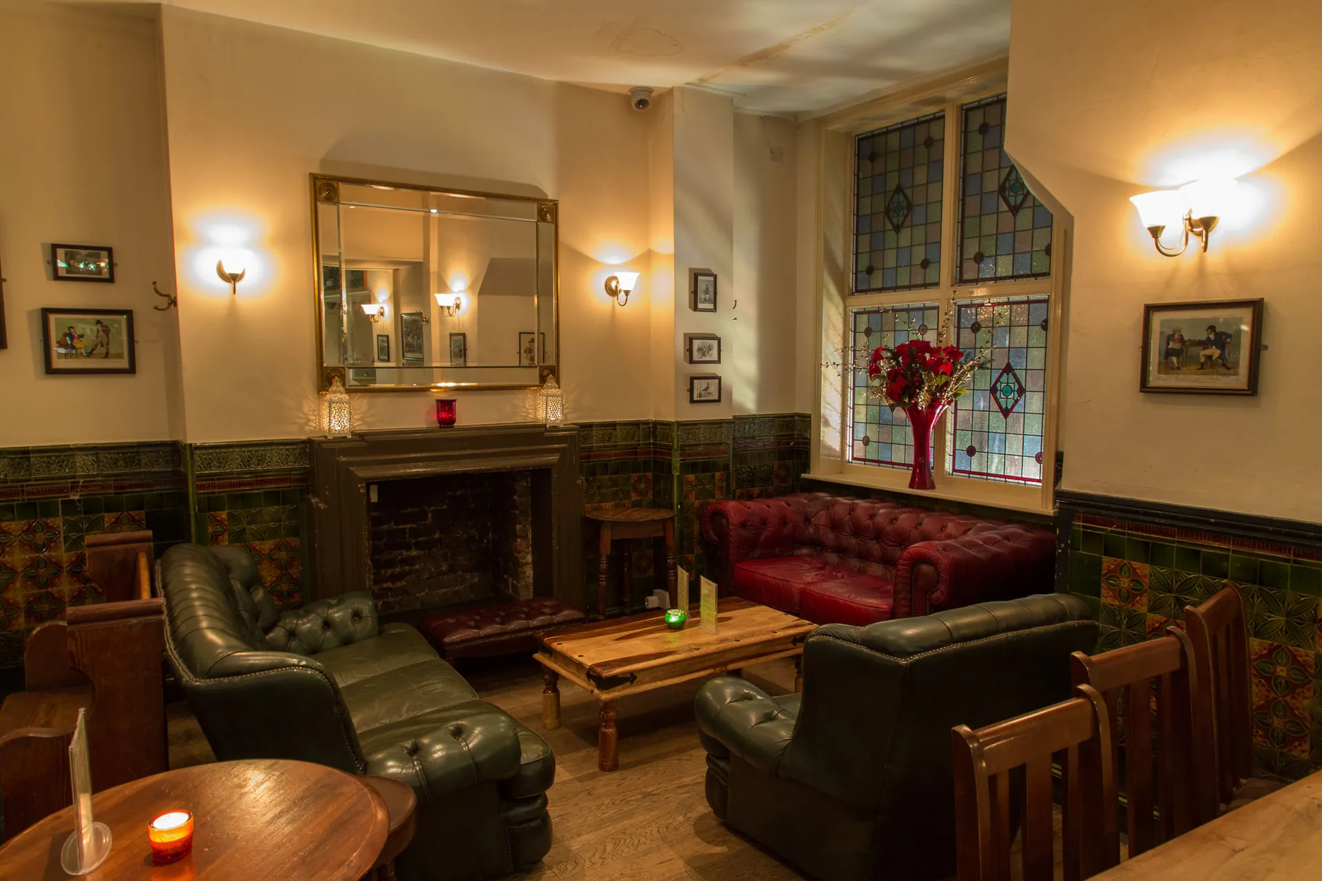 The lounge at The Warwick, set for Sunday lunch