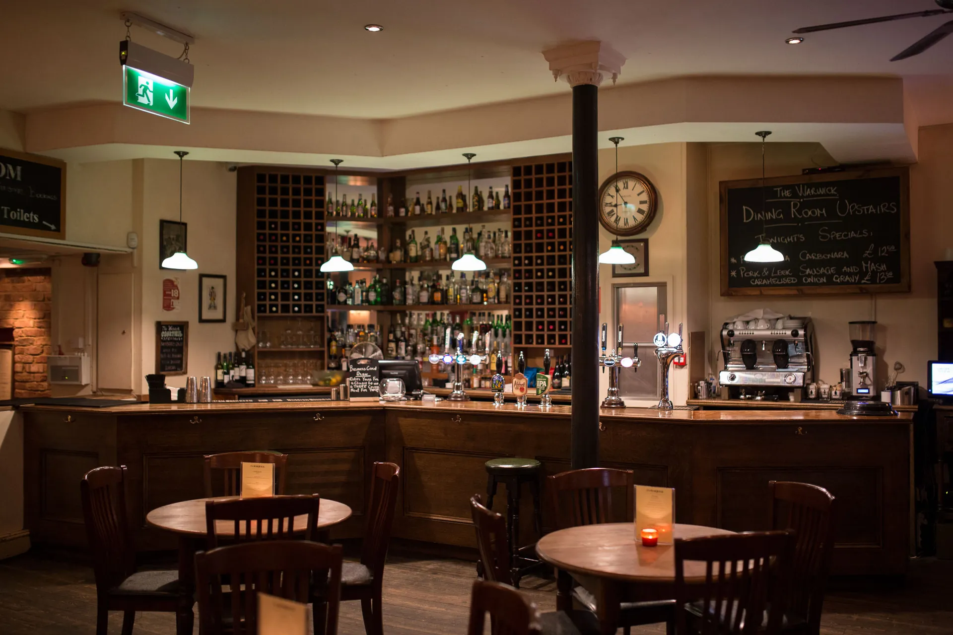 Behind the bar at The Warwick