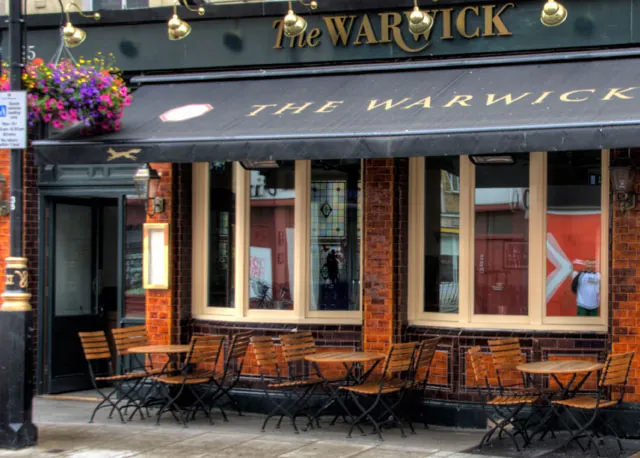 The Warwick pub exterior on Warwick Way